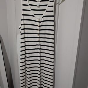 Striped Black and White Sleeveless Dress